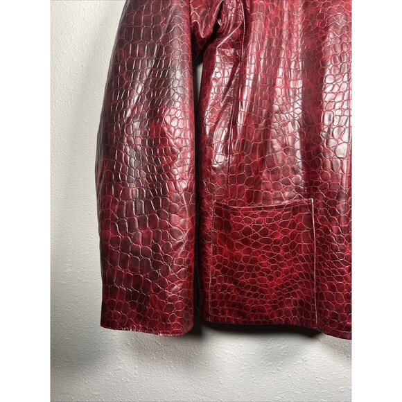 Faux Leather Crocodile Burgundy Jacket #36 - Picture 3 of 7